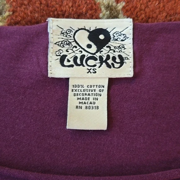 Vtg Y2k Lucky Brand Embroidered Purple Top - Picture 4 of 5